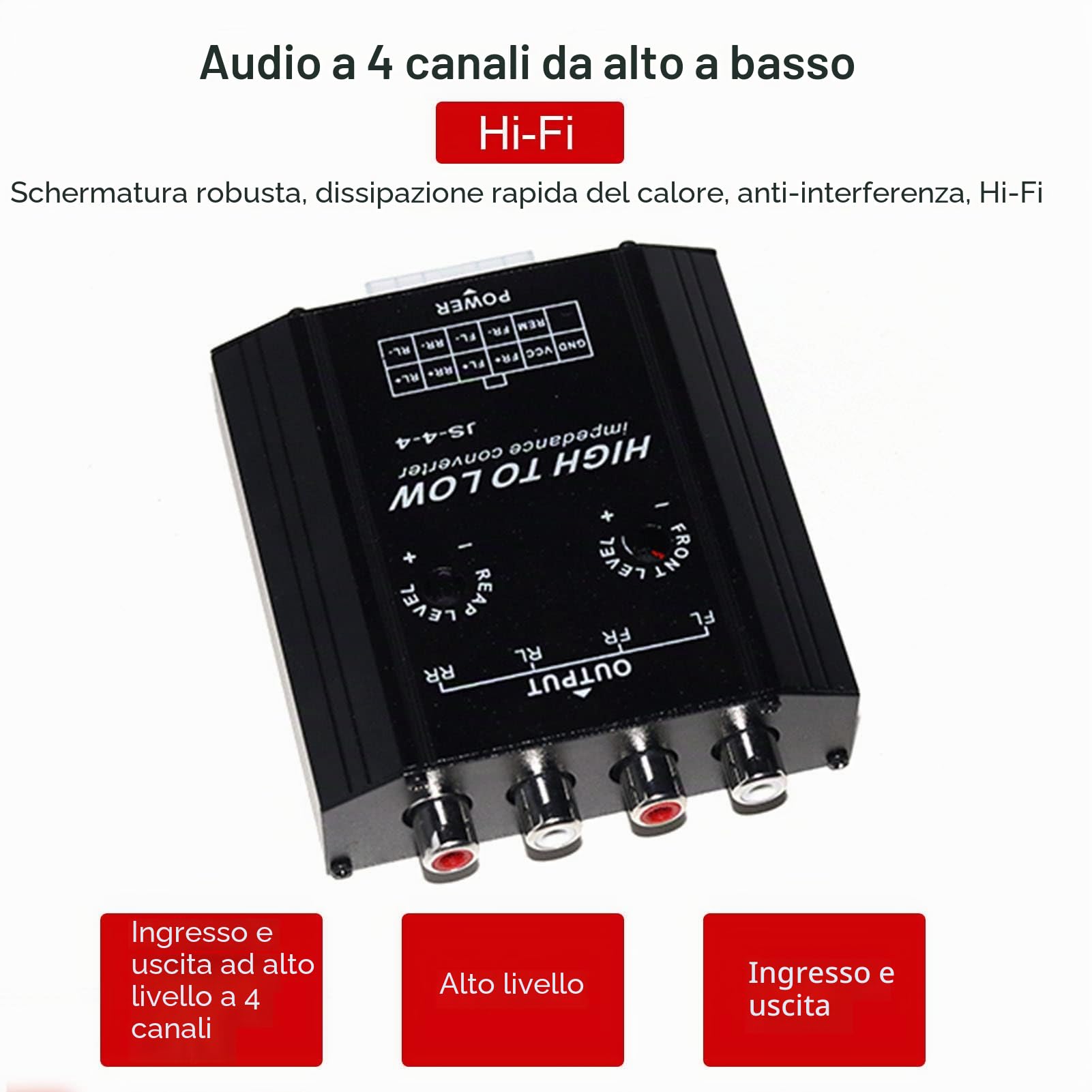 AOWINHIT Convertitore impedenza 12V 4 canali per auto