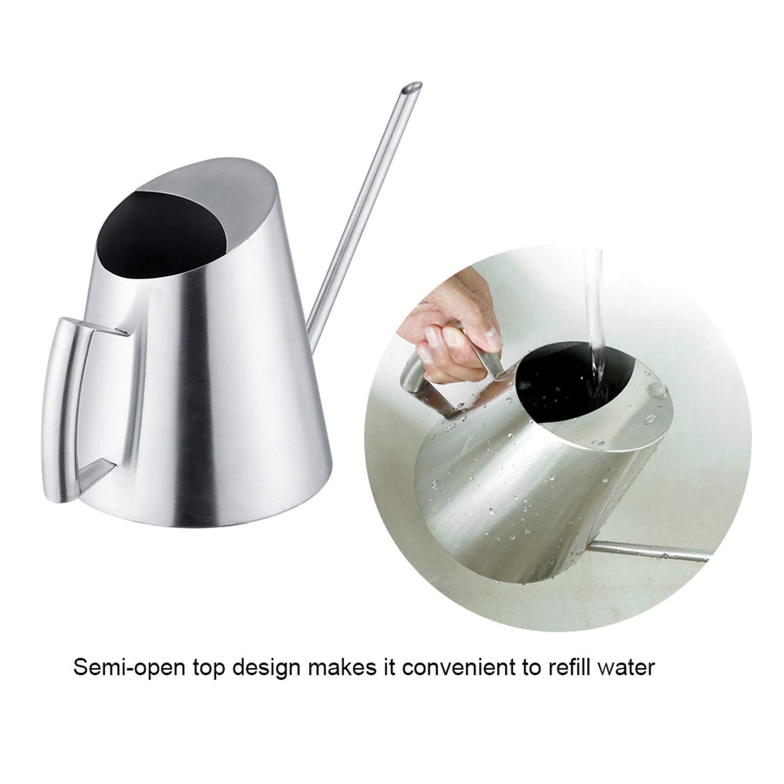Kuuleyn Annaffiatoio Acciaio Inox 1500 ml Beccuccio Lungo