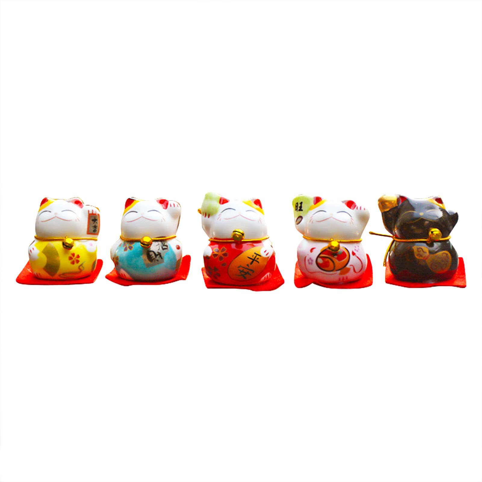 Kuuleyn Maneki Neko Mini gatti portafortuna ceramica 5 pezzi