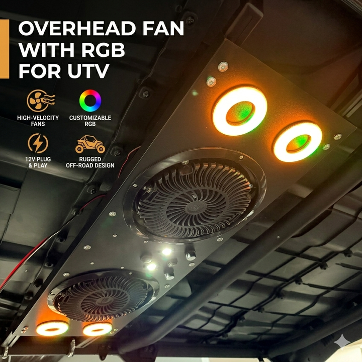 KEMIMOTO Ventola Tetto UTV RGB 12V Doppia 8 Pollici IP66