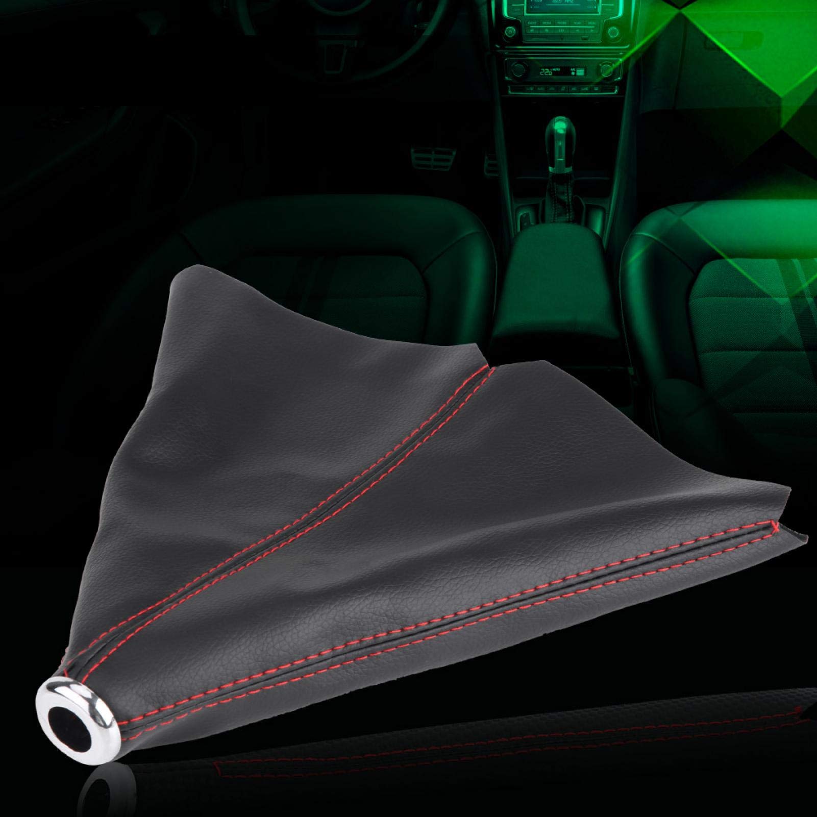 Kuuleyn cuffia cambio manuale pelle PU nera cuciture rosse