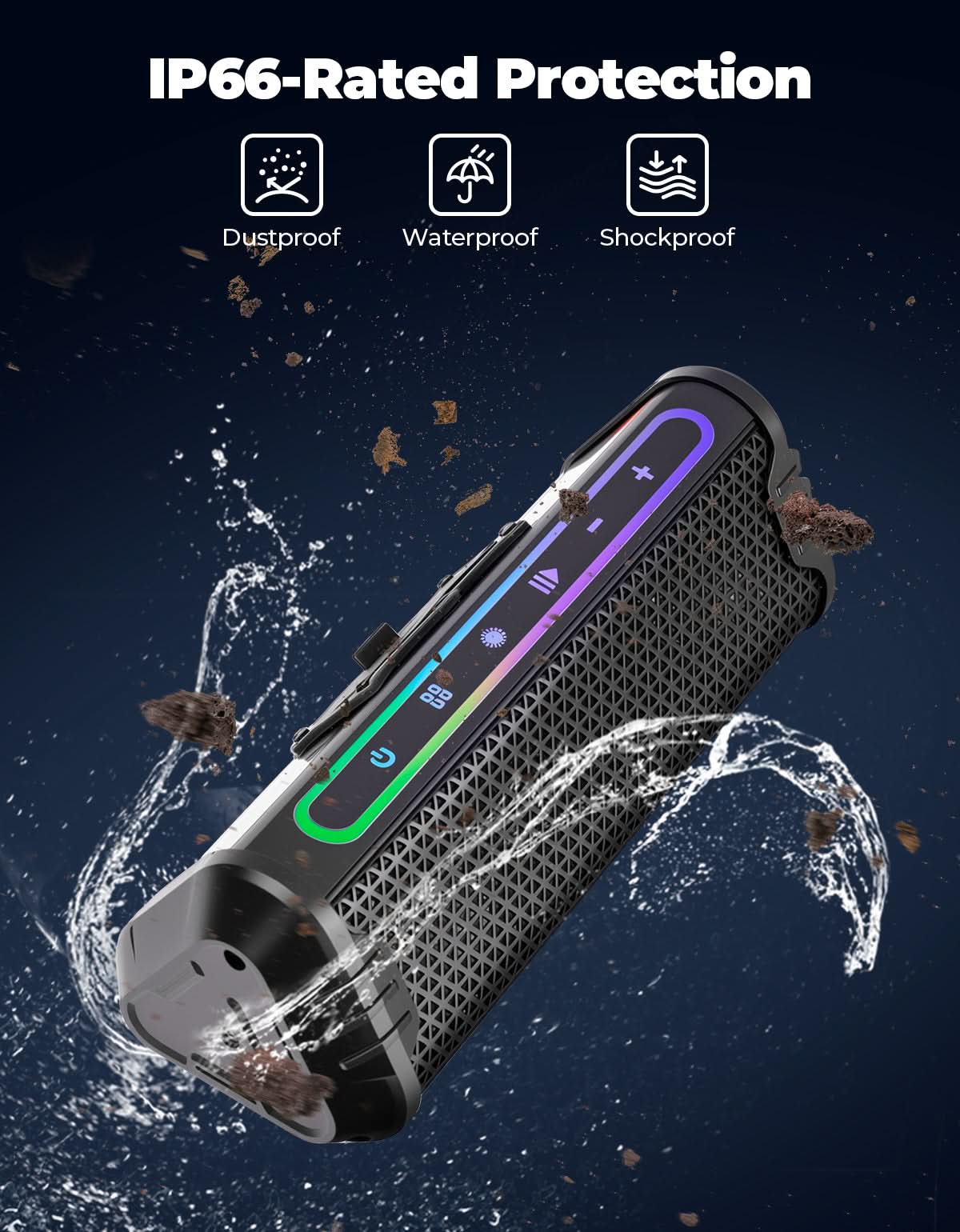 KEMIMOTO Soundbar Bluetooth Moto 25W Impermeabile IP66