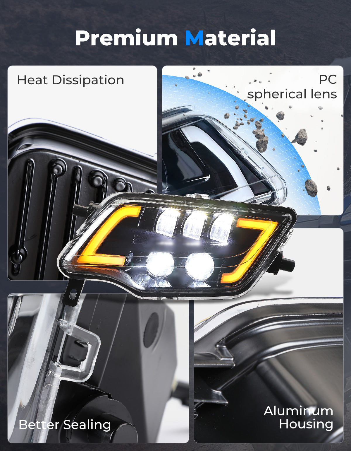 Kemimoto Pioneer Talon faro LED con freccia 5160LM