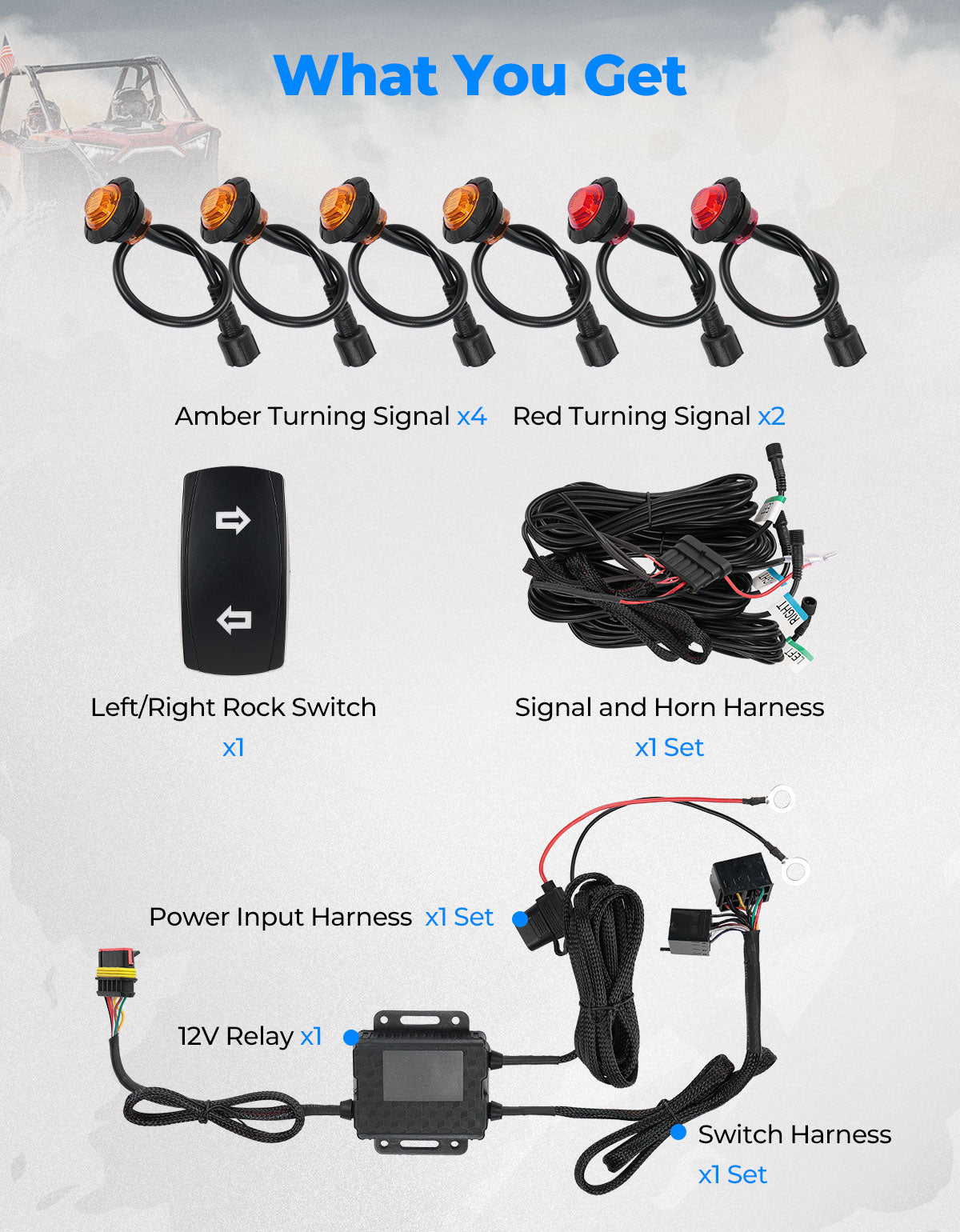 KEMIMOTO Kit Frecce UTV Plug & Play LED Ambra Universale
