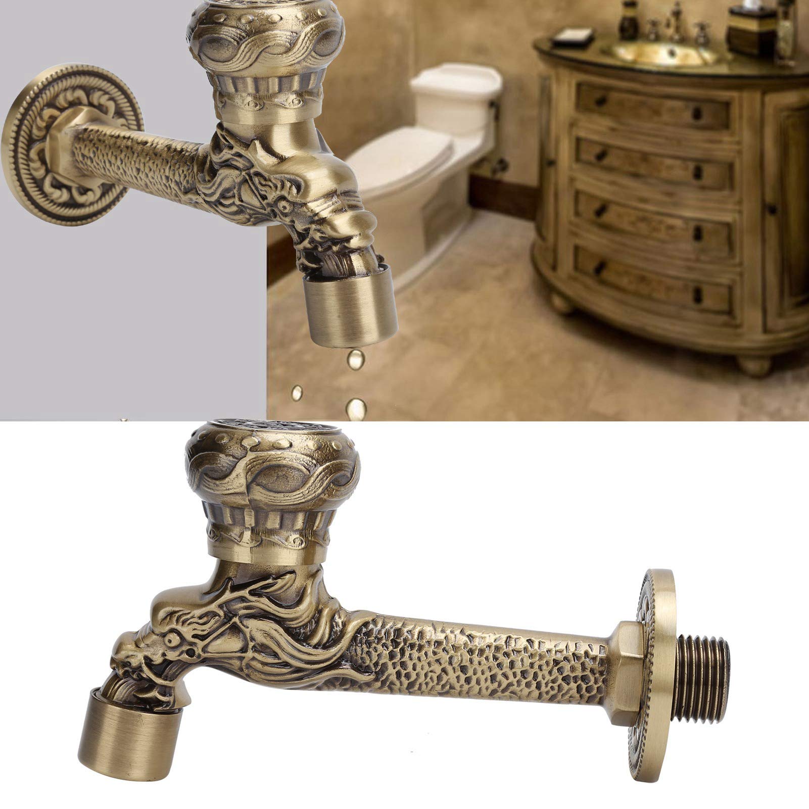 Kuuleyn rubinetto parete ottone antico G1/2 acqua fredda