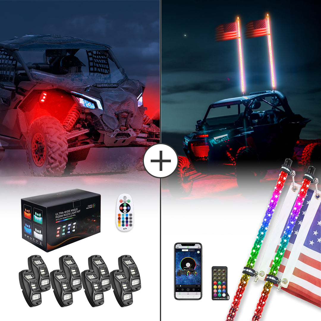 Kemimoto RGB 3FT kit luci LED whip 8 pod