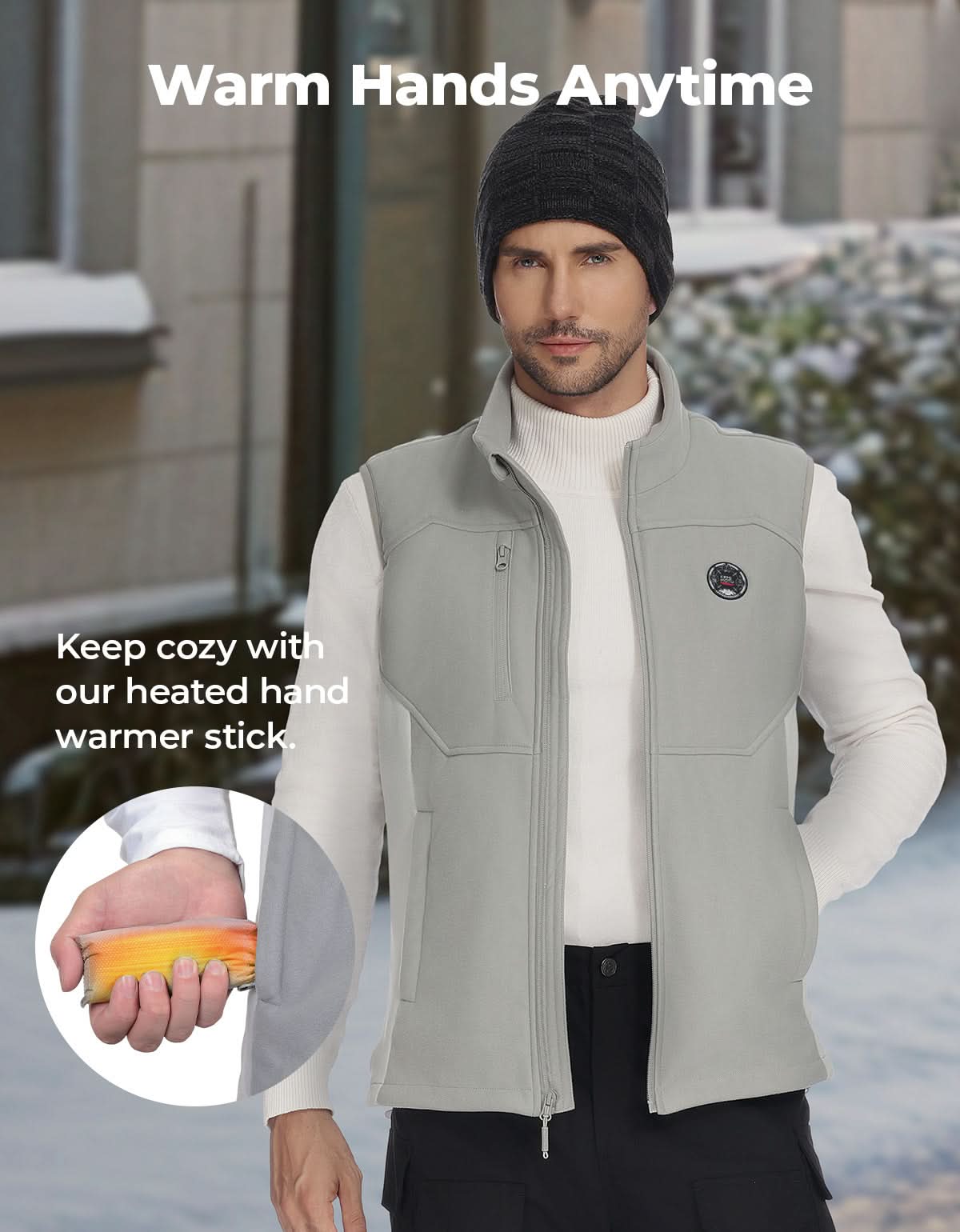 Kemimoto Gilet Riscaldato Grigio con Batteria 5 Zone