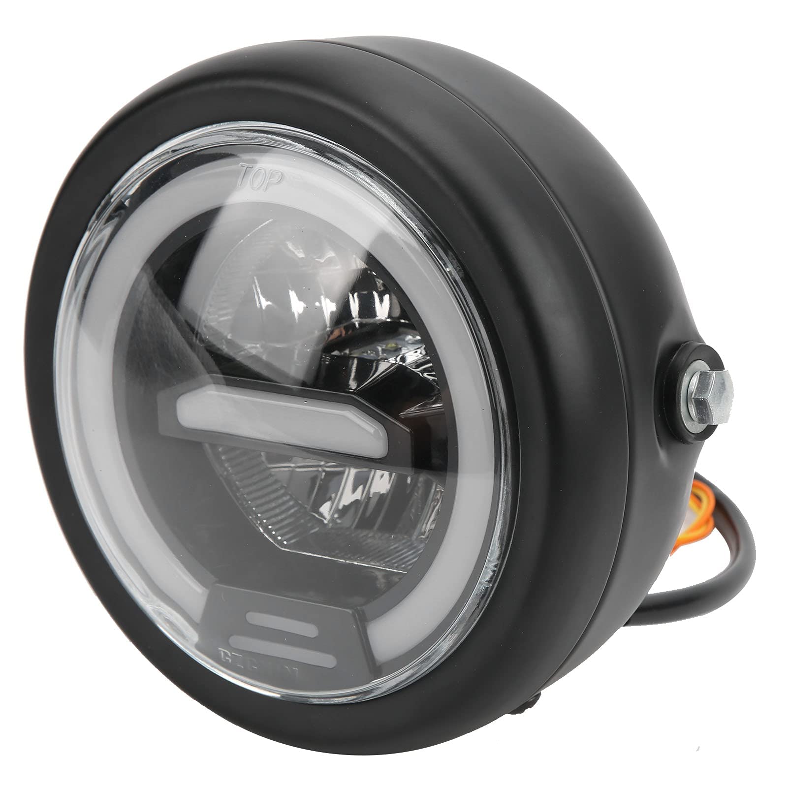 Hapivida Faro Moto LED Rotondo 6,5 Pollici Nero 12-24V Angel Eyes