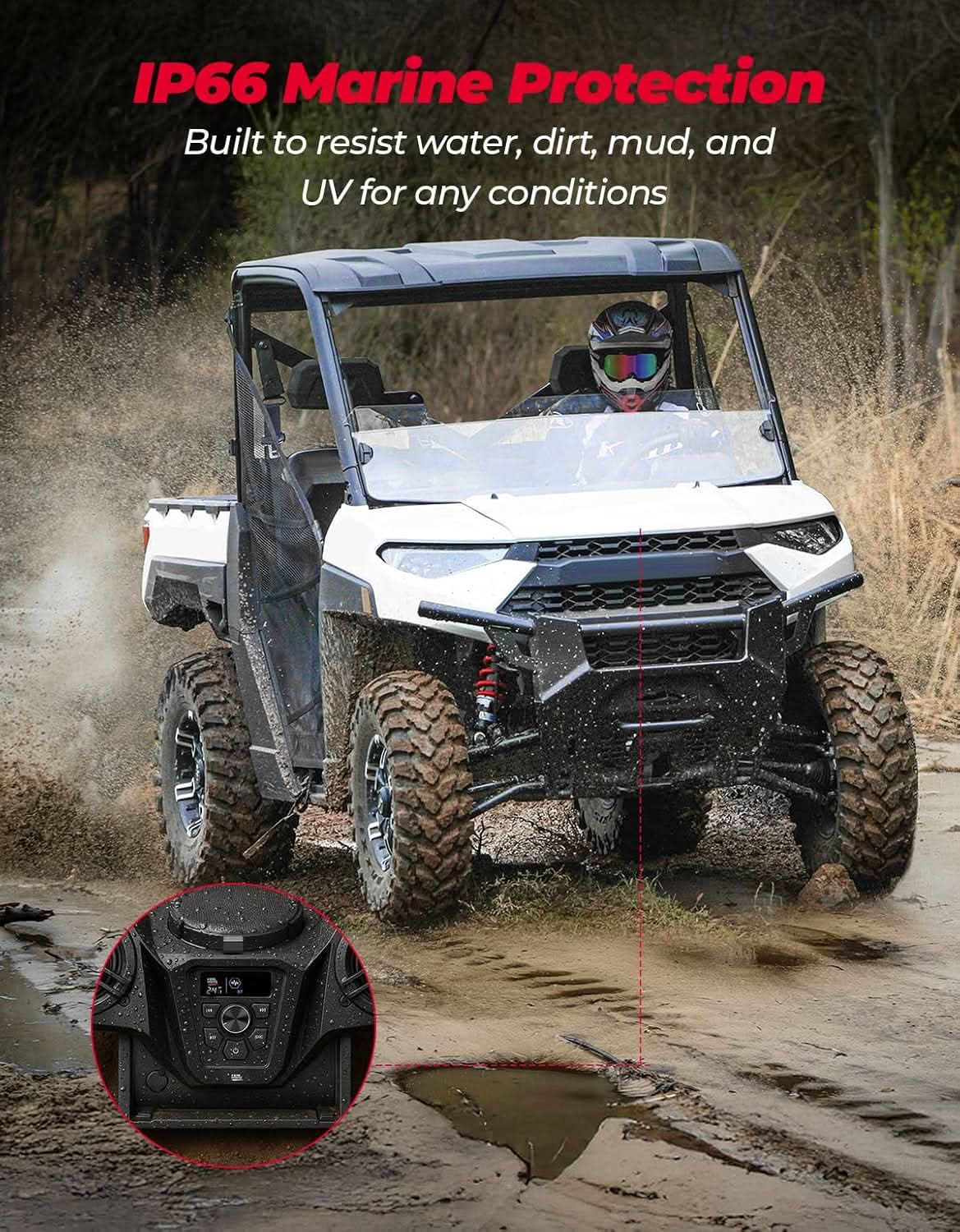 KEMIMOTO Kit Audio UTV 3 Altoparlanti per Ranger 1000