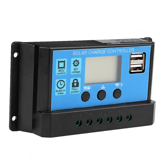Kuuleyn Regolatore Carica Solare PWM 30A LCD USB 12V 24V
