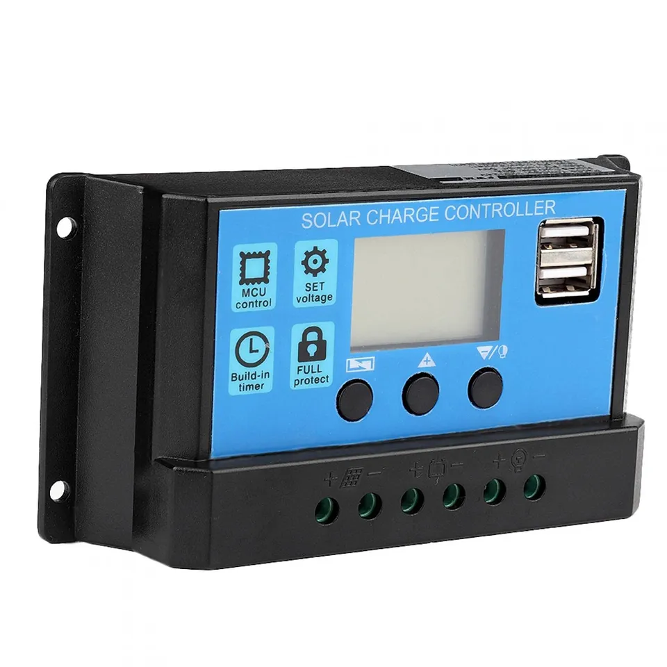 Kuuleyn Regolatore Carica Solare PWM 30A LCD USB 12V 24V
