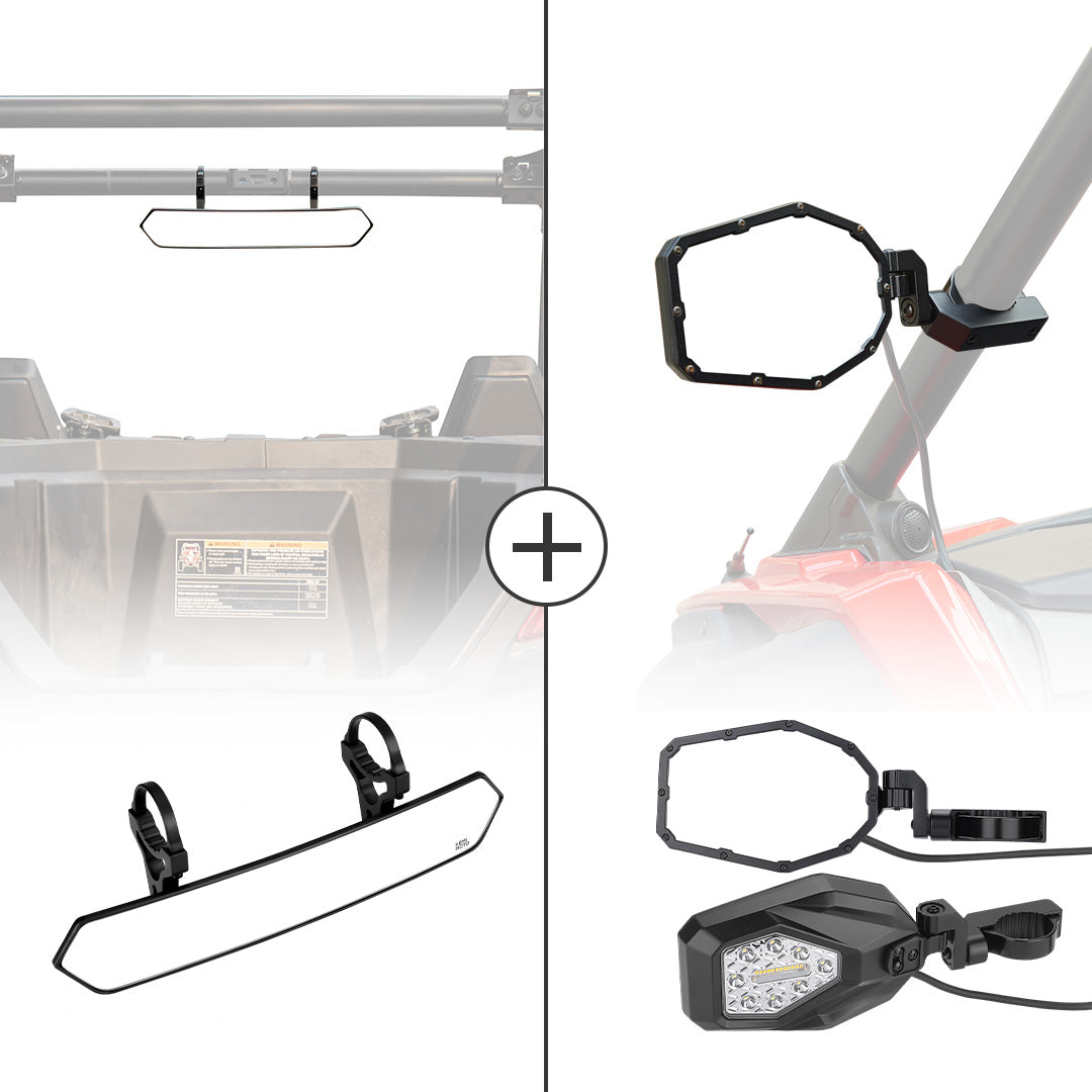 Kemimoto UTV set specchietti laterali LED e centrale 38 cm