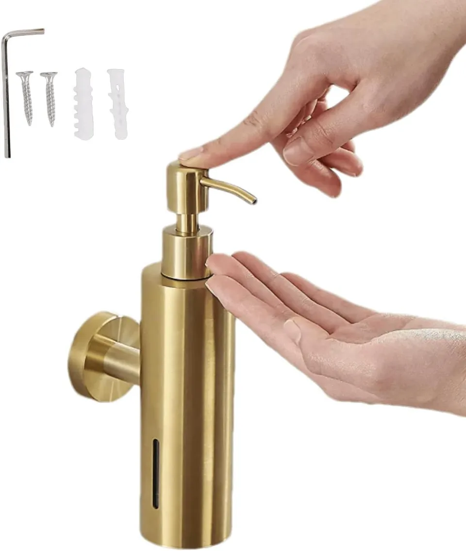 Hapivida dispenser sapone acciaio inox a parete 5x21 cm