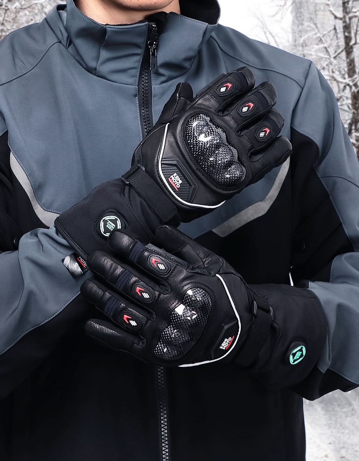 KEMIMOTO guanti moto riscaldati 7.4V touchscreen impermeabili