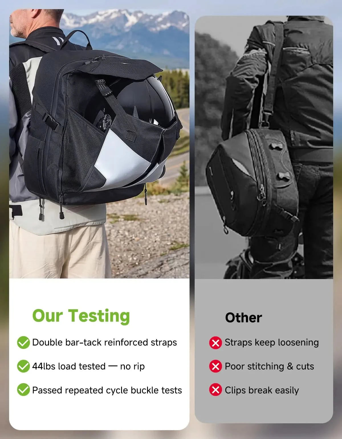 Kemimoto 30L zaino moto riflettente porta casco