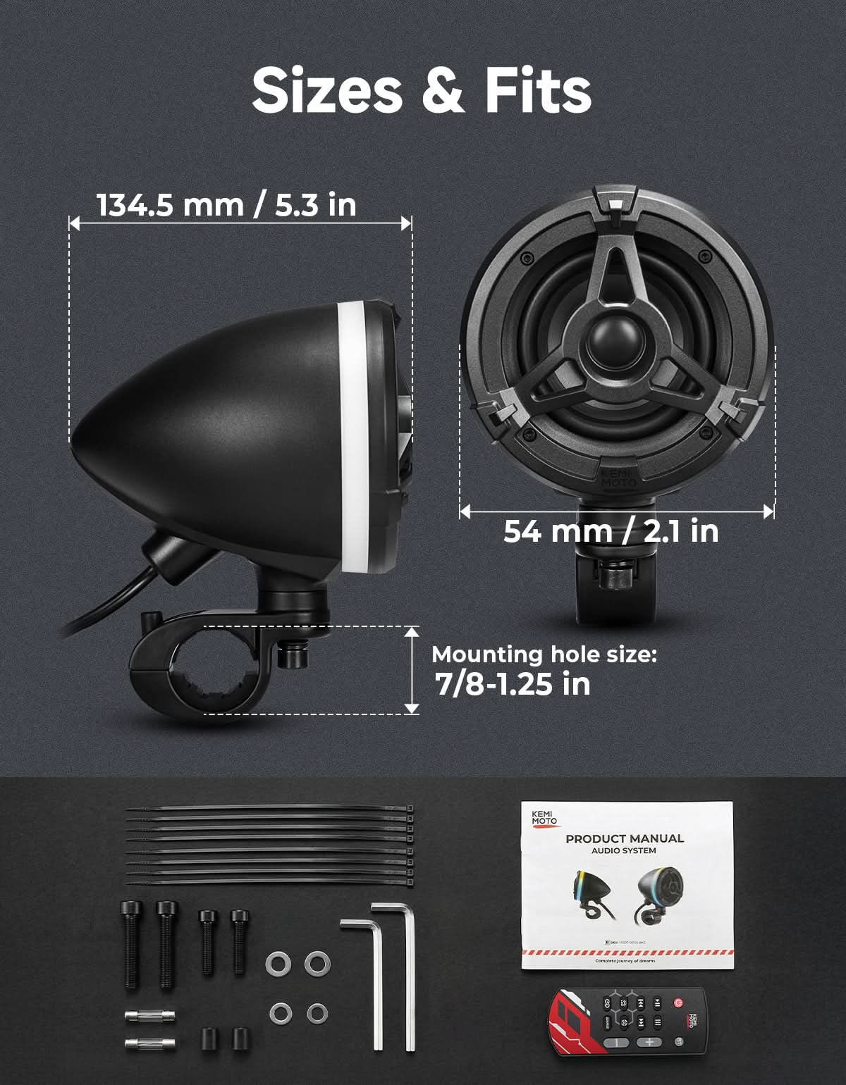 KEMIMOTO KMP3 cassa bluetooth moto manubrio RGB 50W