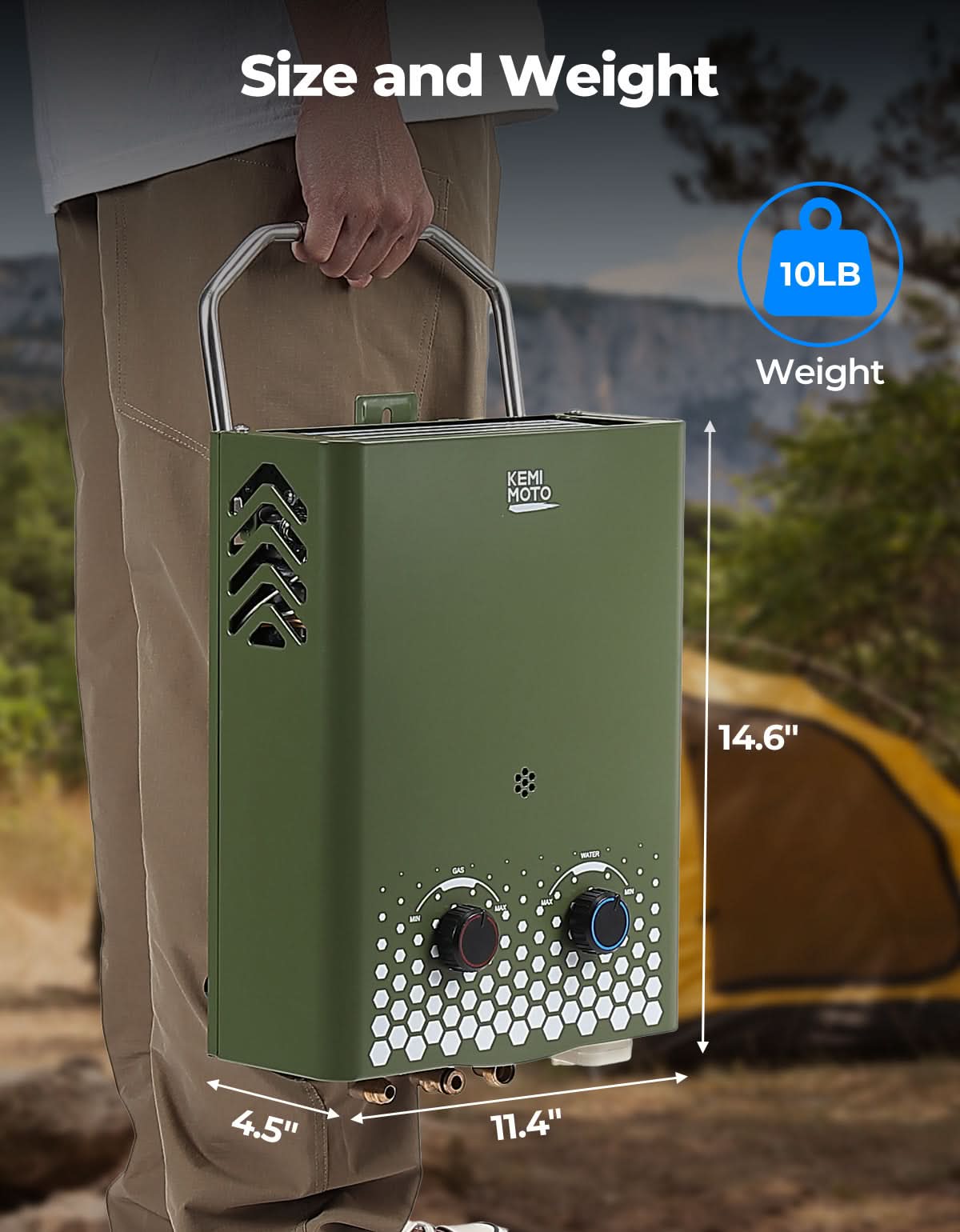 KEMIMOTO 5L scaldabagno istantaneo campeggio 1.32GPM