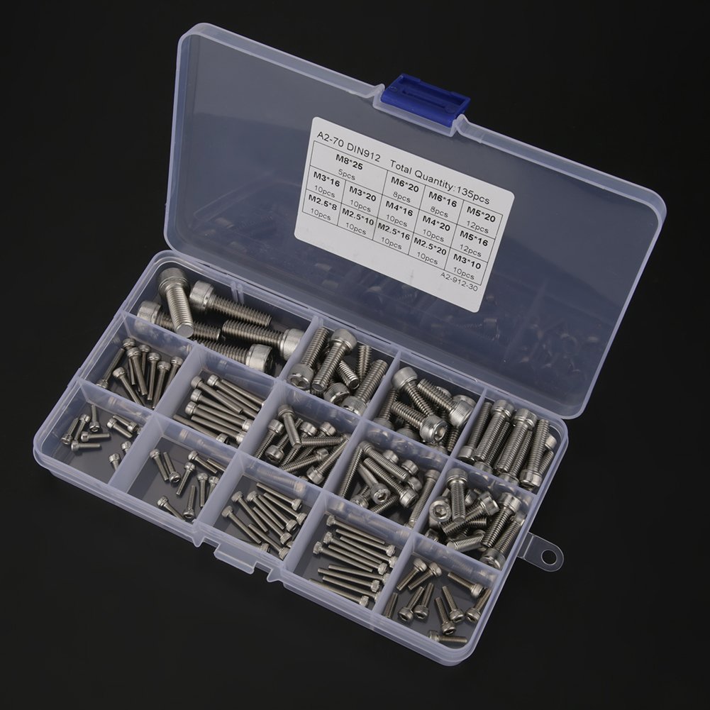 Kuuleyn kit viti brugola inox 135 pezzi M2.5-M8