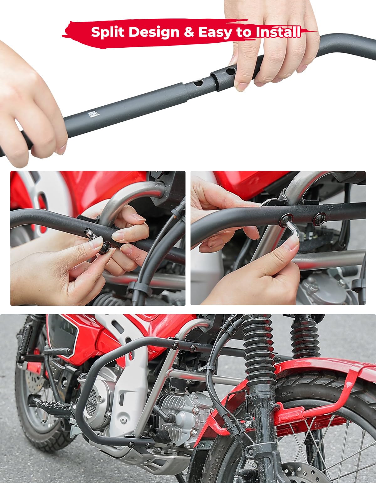 Kemimoto CT125 Trail 125 paramotore crash bar acciaio nero