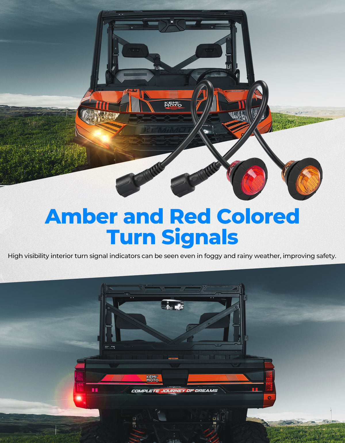 KEMIMOTO Kit Frecce UTV Plug & Play LED Ambra Universale
