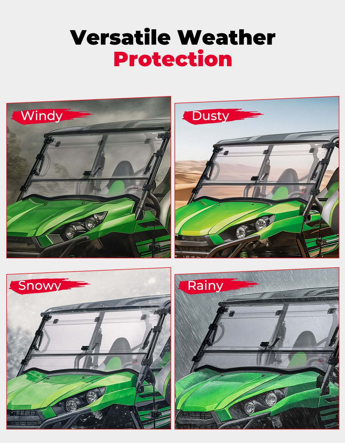 KEMIMOTO Parabrezza Flip 3 in 1 per Kawasaki Teryx 800 policarbonato