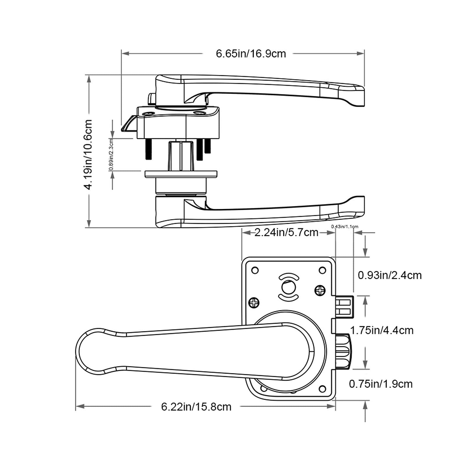 Kuuleyn Serratura Porta Bagno Camper 21 mm Argento ABS