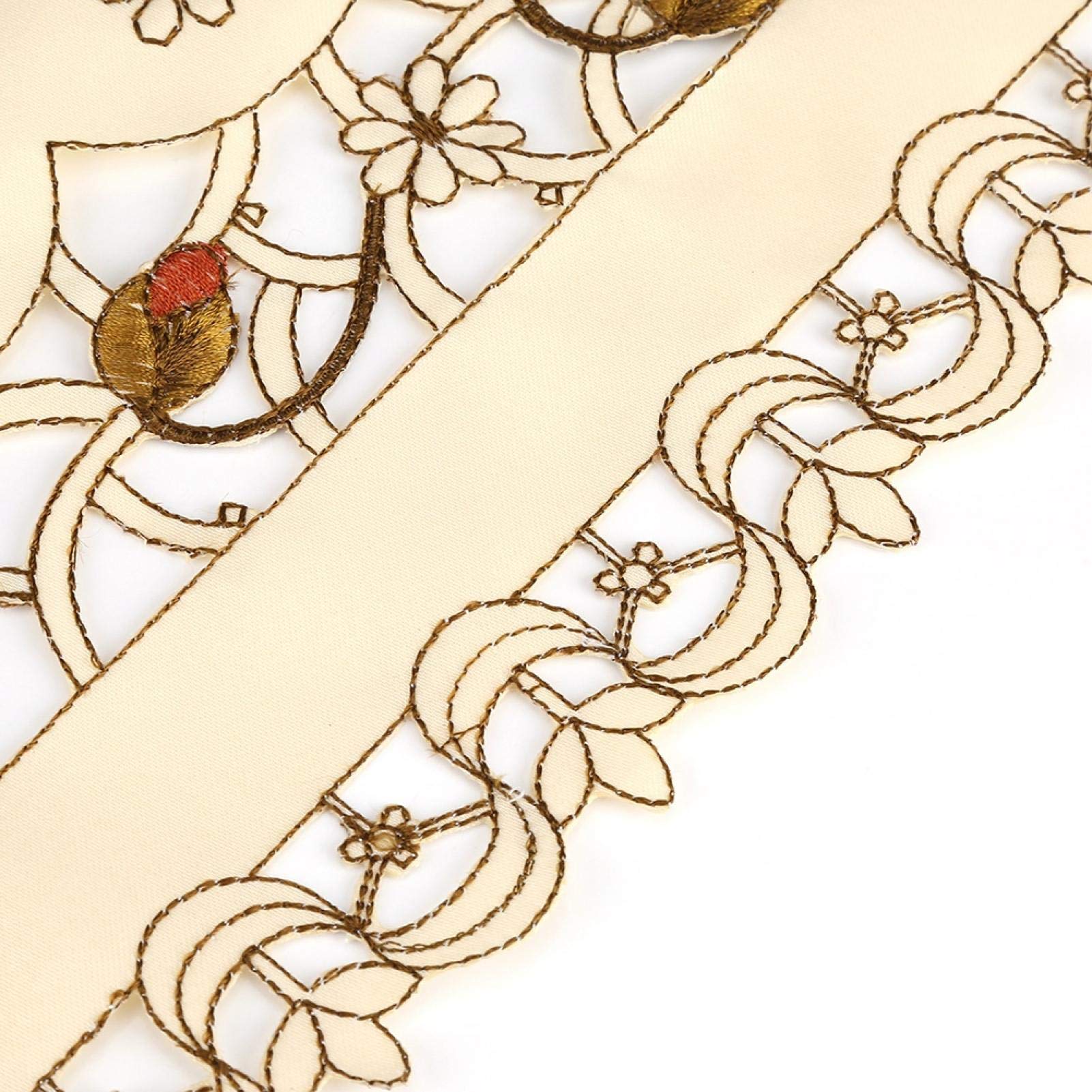Kuuleyn Tovaglia Vintage Ovale Ricamata Fiori Rossi