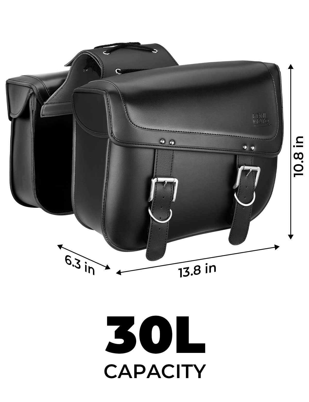 Kemimoto 30L borse laterali moto nero pelle PU