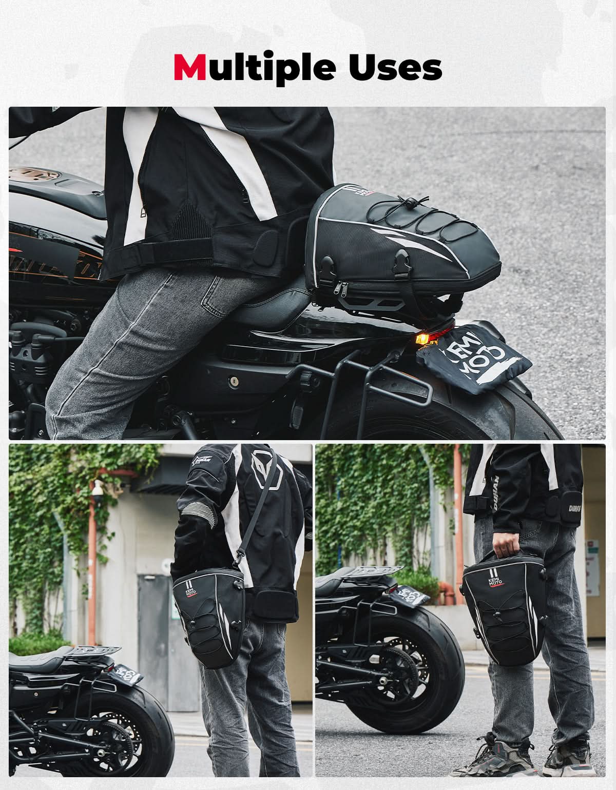 KEMIMOTO borsa codino moto 10L argento impermeabile