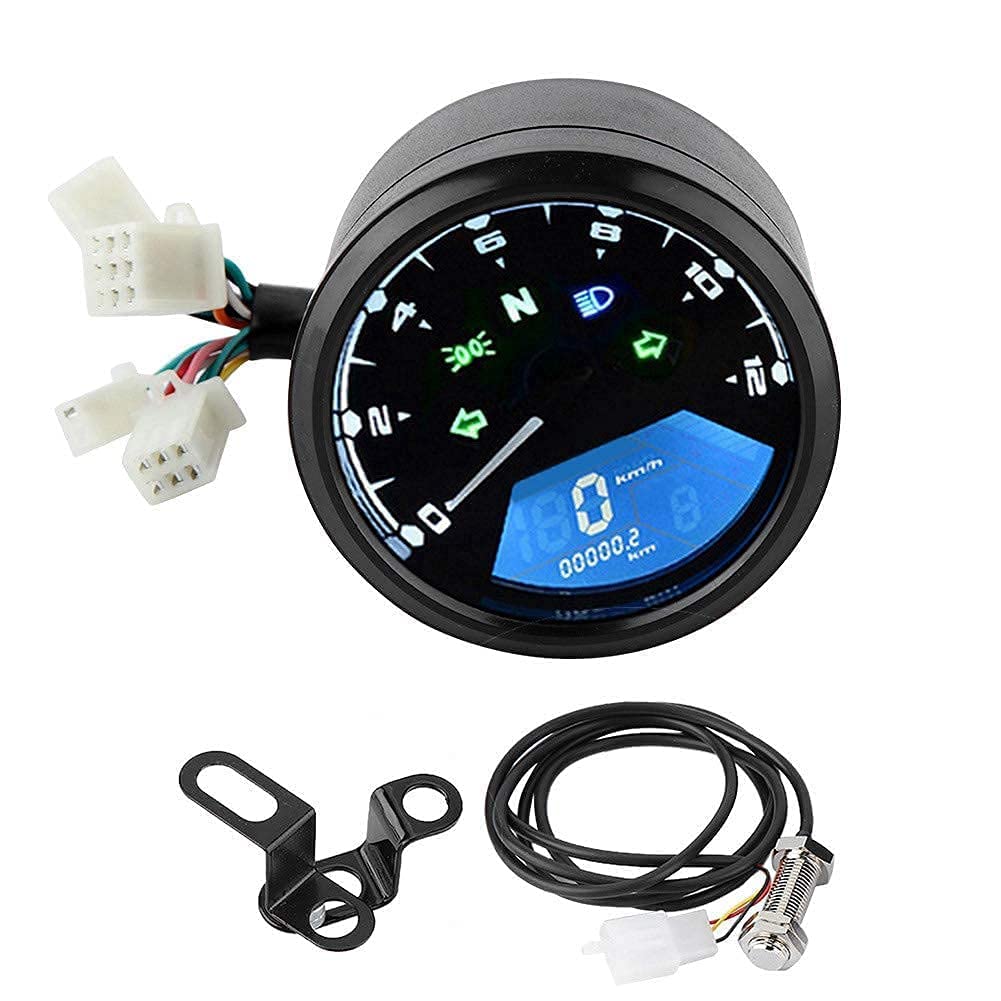 Kuuleyn Tachimetro LCD Moto Universale 12V Multifunzione Retroilluminato