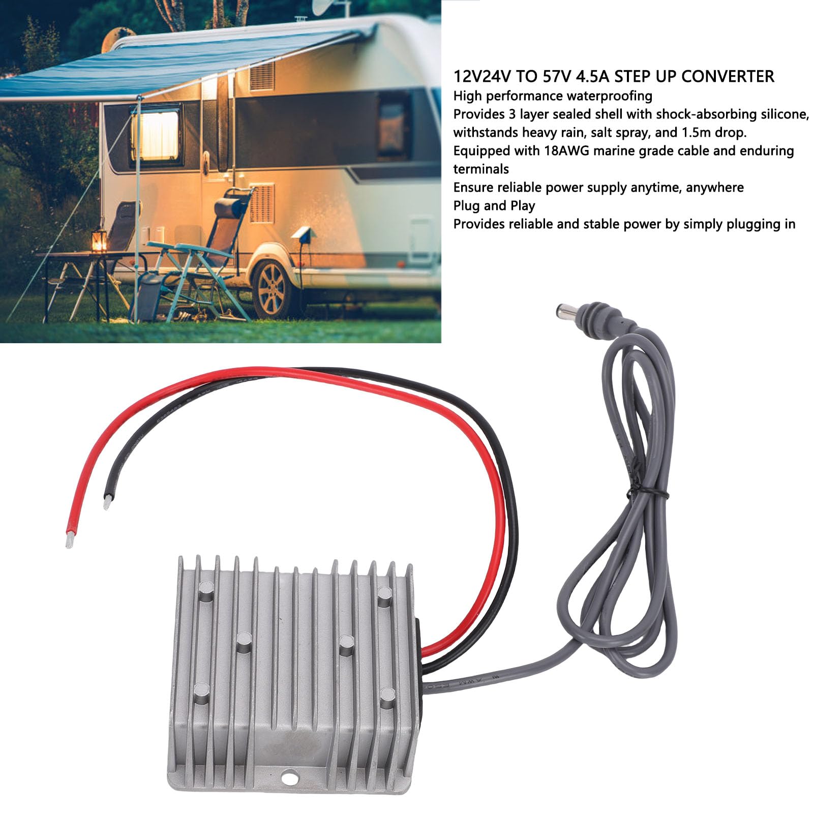 AOWINHIT 12V-57V 4,5A Convertitore Boost Impermeabile Outdoor