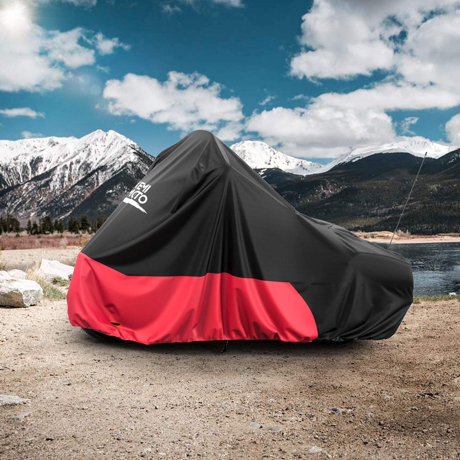Kemimoto Touring telo moto Oxford nero-rosso impermeabile