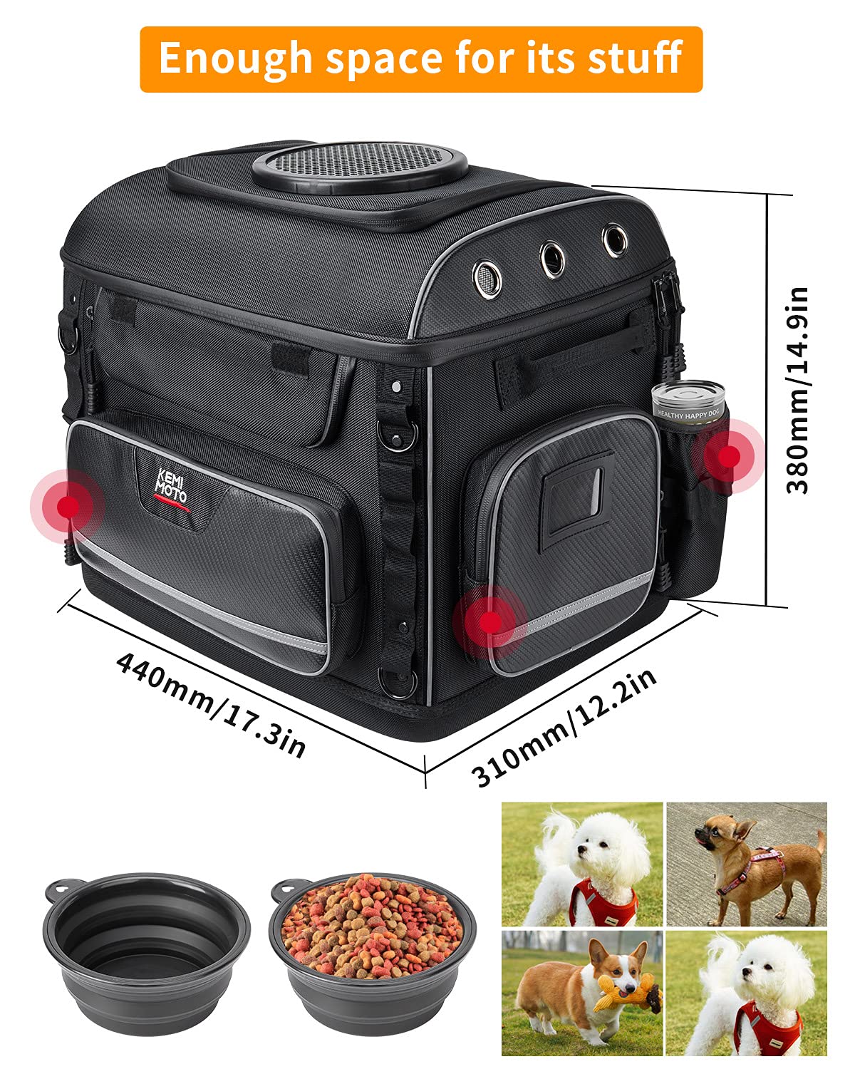Kemimoto F1801-01403 Borsa Trasporto Cane Moto 51L
