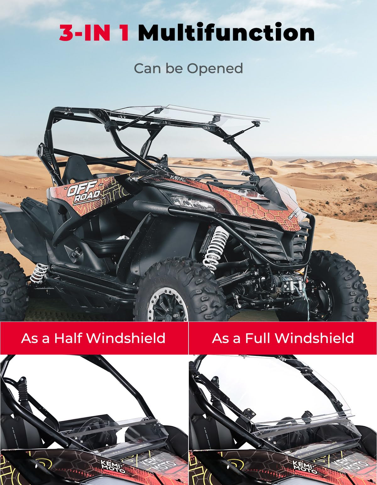 KEMIMOTO ZForce 950 parabrezza pieghevole 3 in 1