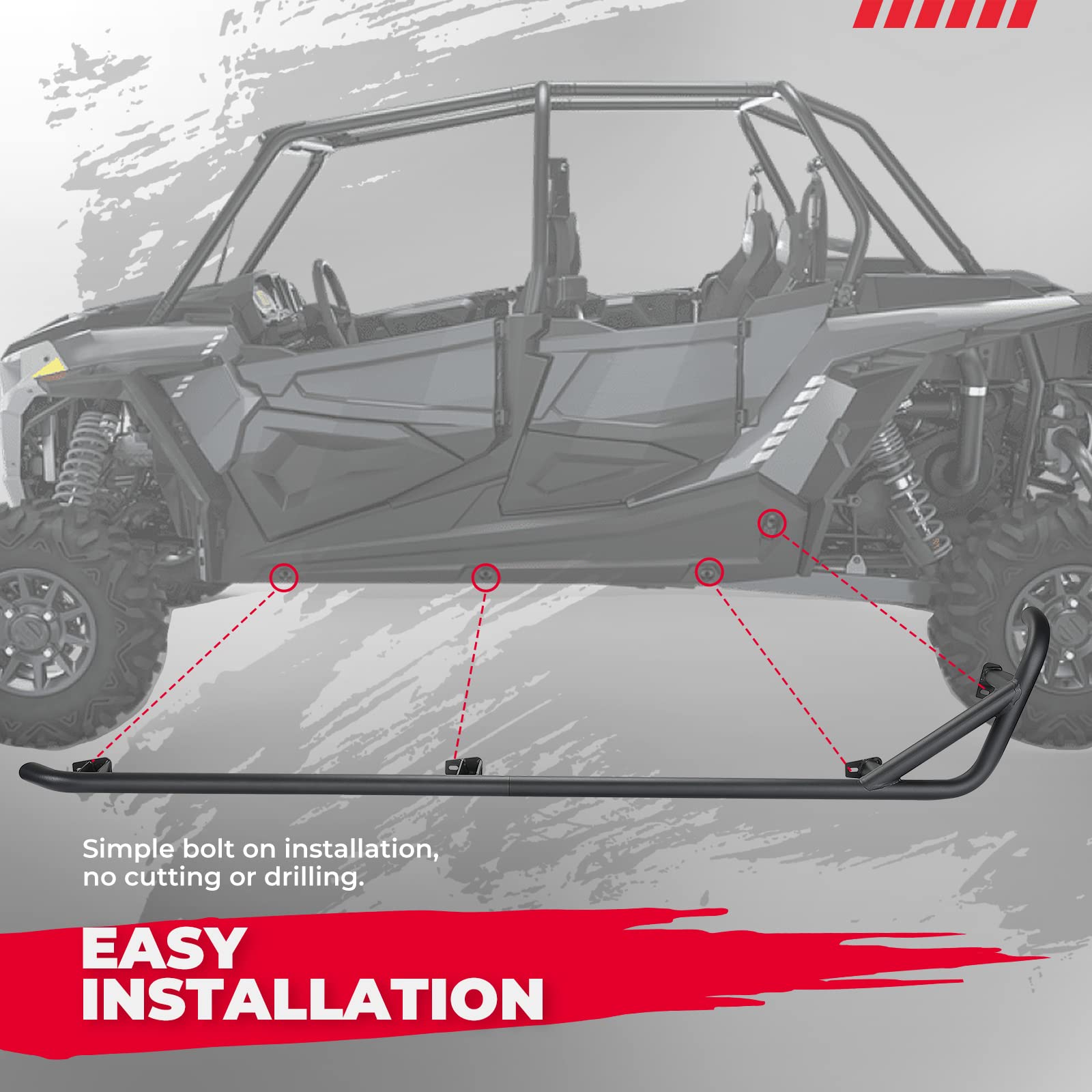 KEMIMOTO B0101-00501BK barre laterali acciaio Polaris RZR XP 4