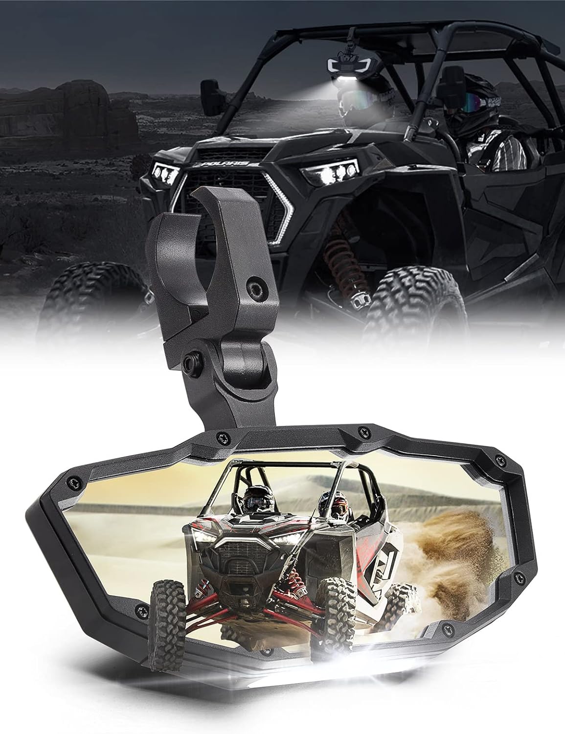 KEMIMOTO Specchietto retrovisore centrale UTV con luce LED