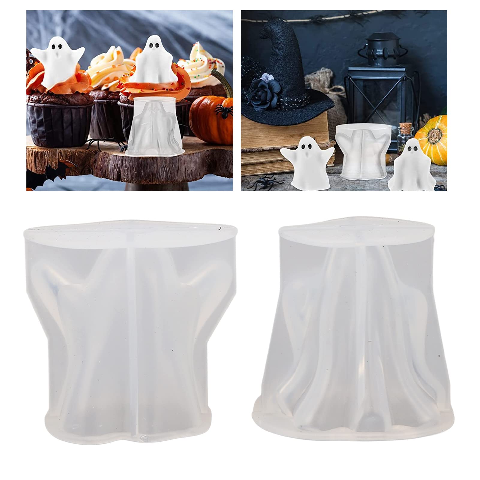 Kuuleyn Halloween Fantasma stampo candela 2 pezzi silicone