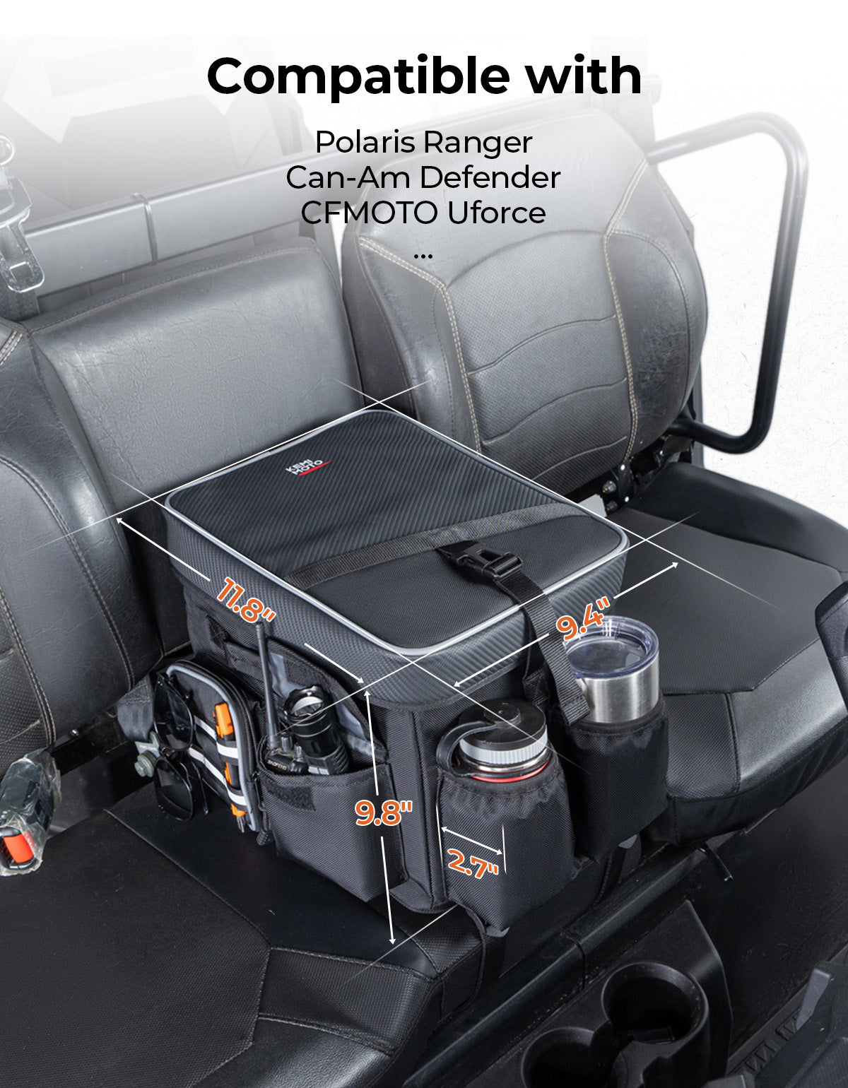 KEMIMOTO borsa sedile UTV 18L portabevande console centrale