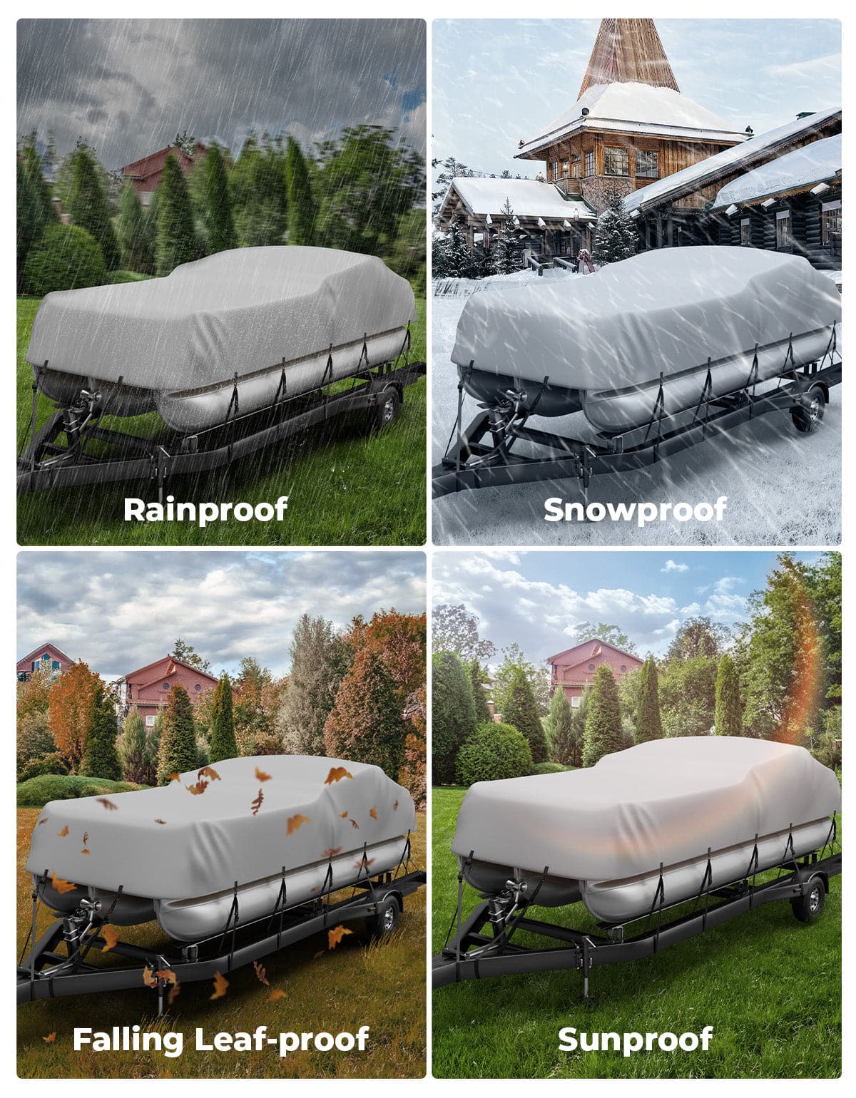 Kemimoto telo barca pontoon grigio 600D 21-24 ft impermeabile