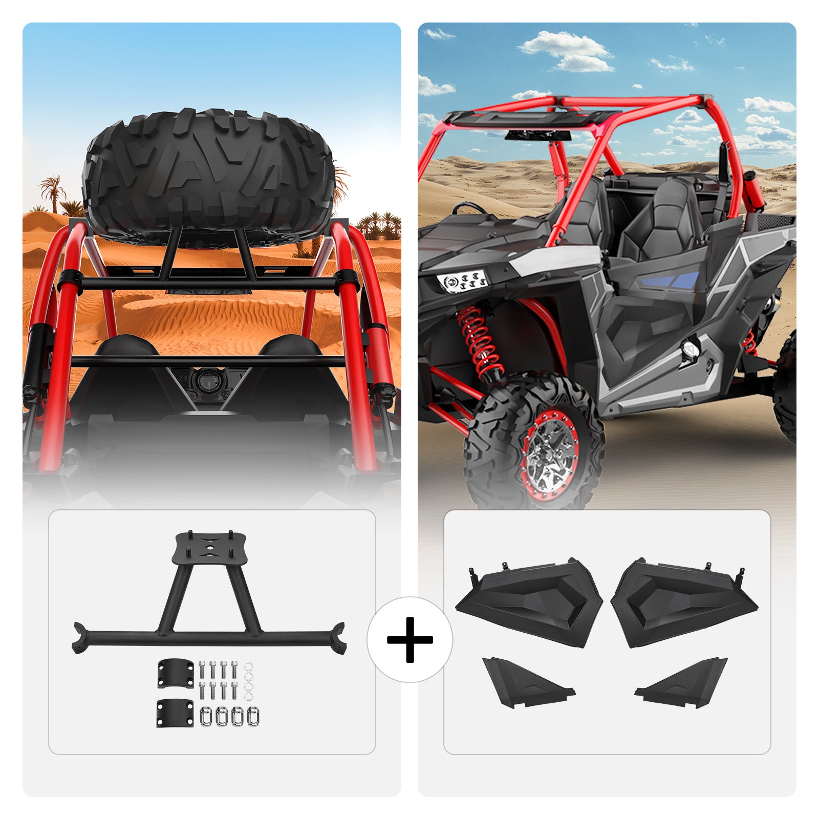 KEMIMOTO Set Portaruota e Pannelli Porta per Polaris RZR