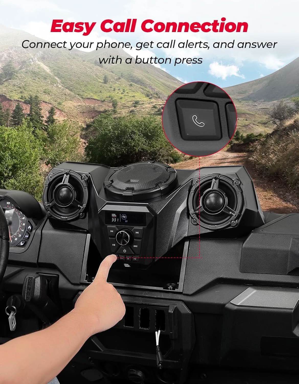 KEMIMOTO Kit Audio UTV 3 Altoparlanti per Ranger 1000