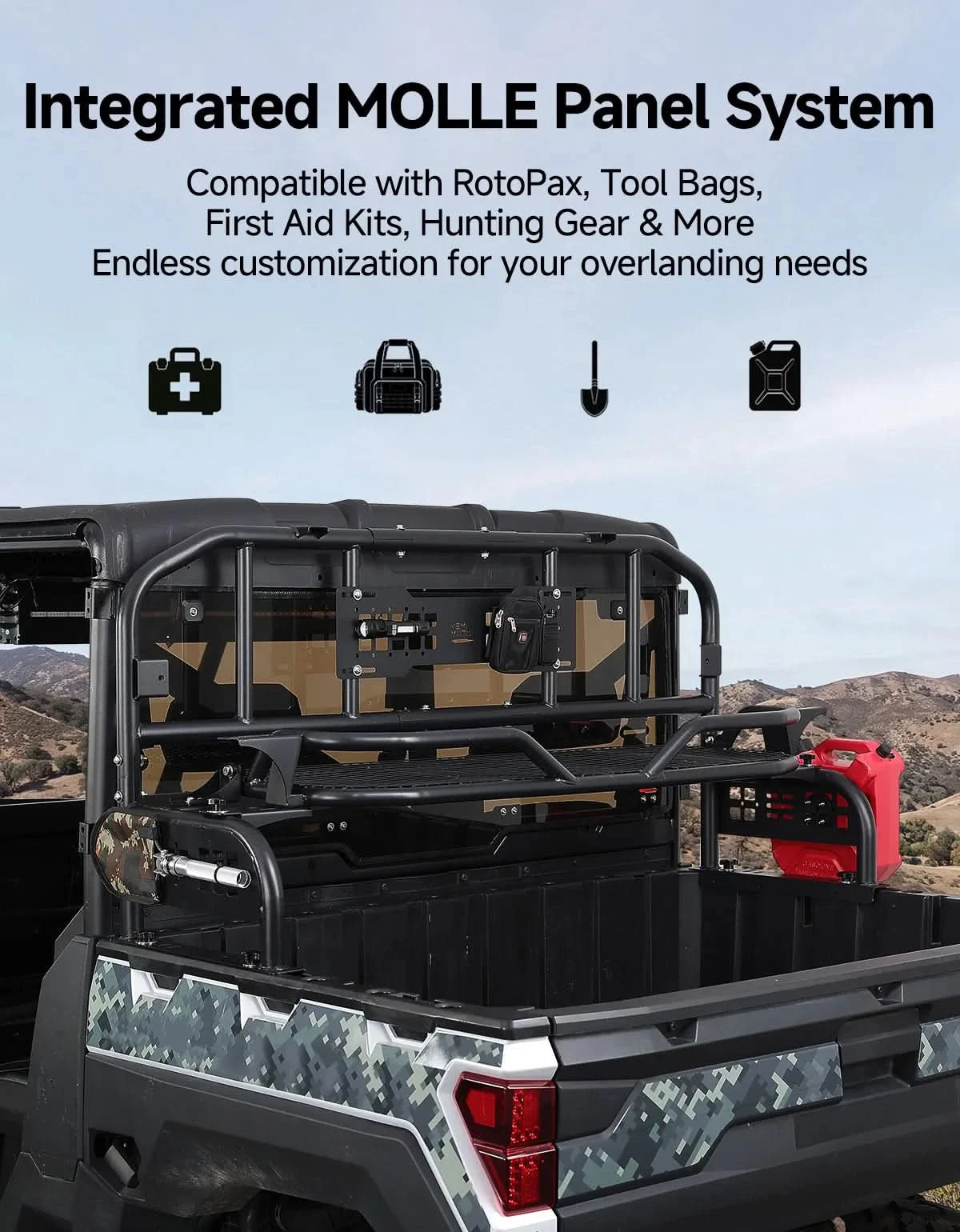 KEMIMOTO Portapacchi Posteriore UTV 2 in 1 Pieghevole 40 kg