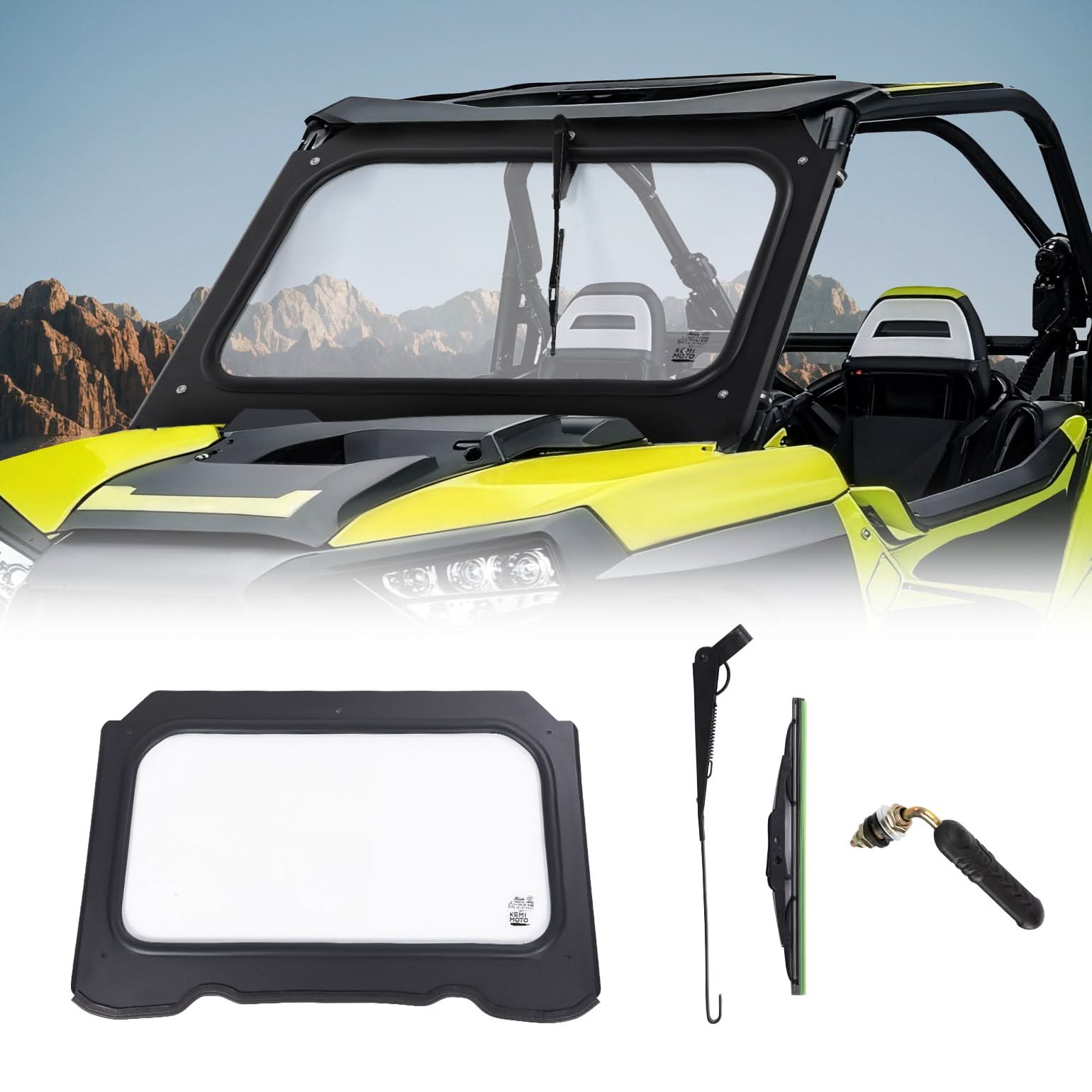 KEMIMOTO Parabrezza Vetro Polaris RZR XP 1000 2014-2018 Tergicristallo