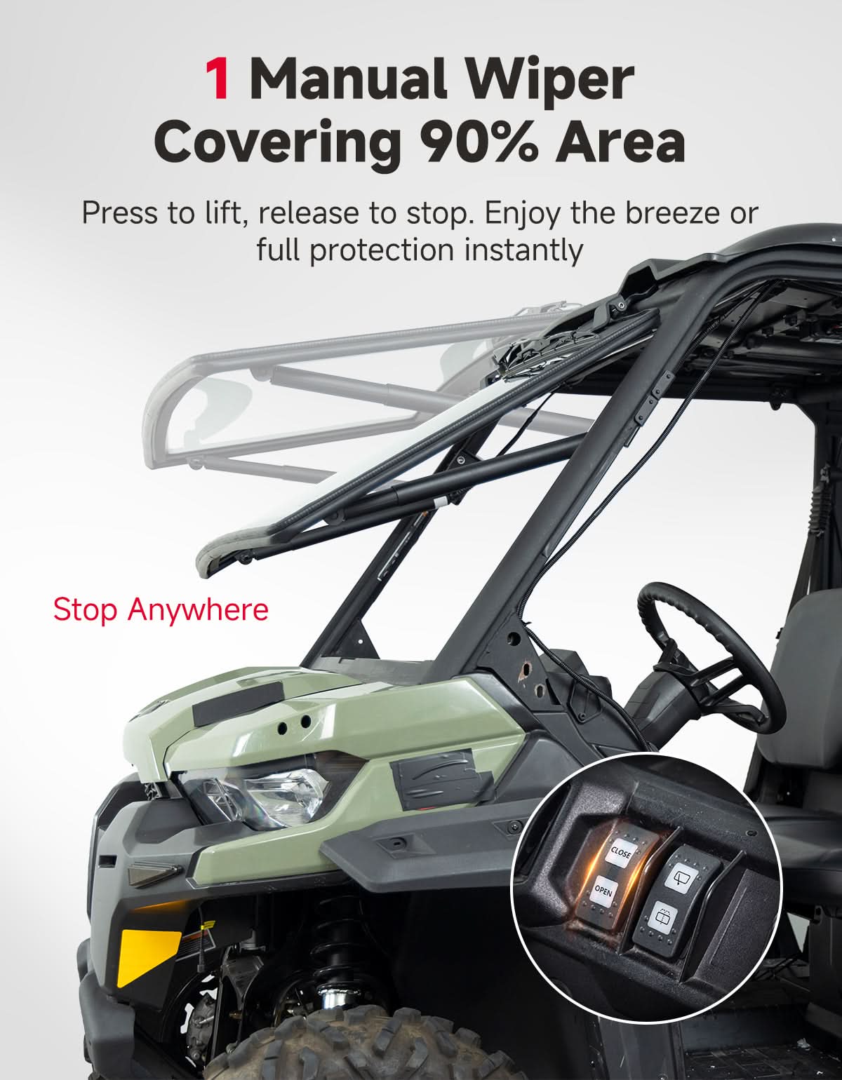 KEMIMOTO Defender parabrezza vetro elettrico flip con tergi