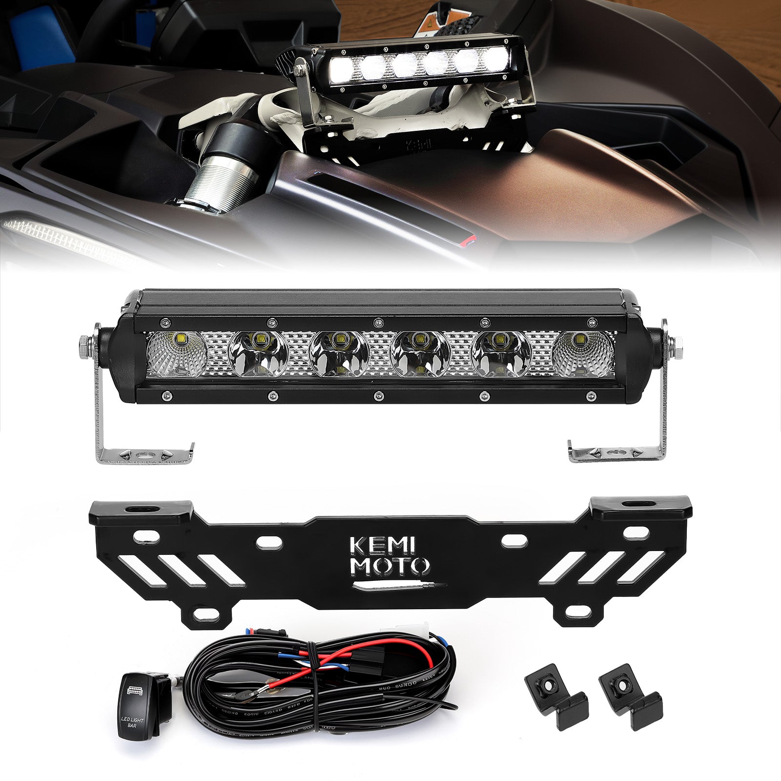 KEMIMOTO Maverick X3 barra LED torre 254 mm con staffa