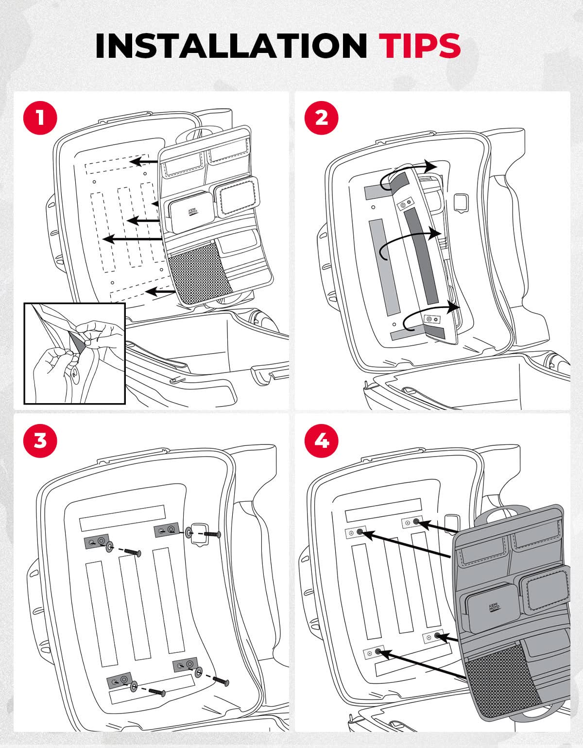 KEMIMOTO 2501 organizer coperchio tour pack multi-tasche