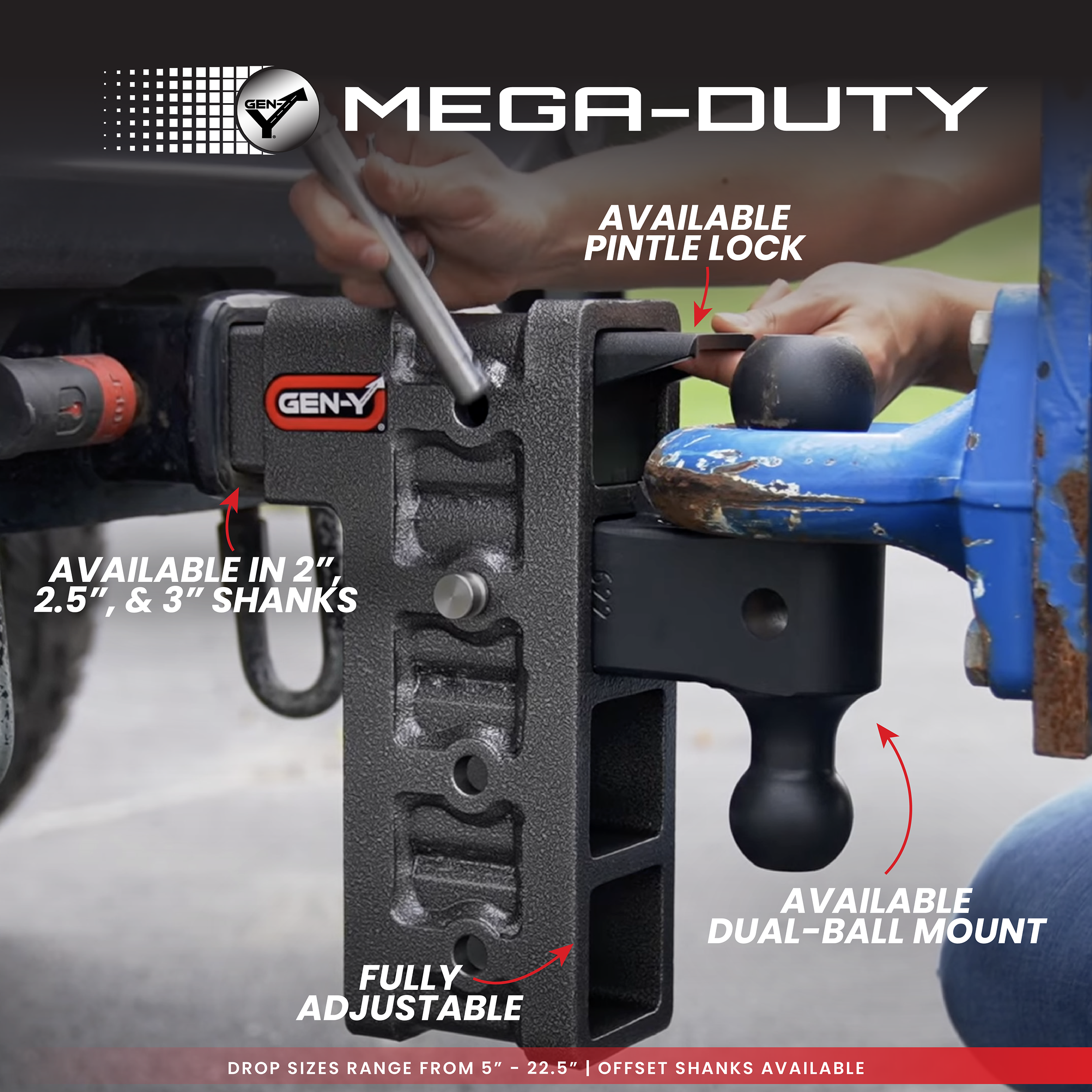 GEN-Y Hitch MEGA-DUTY 32K gancio traino 2,5" acciaio