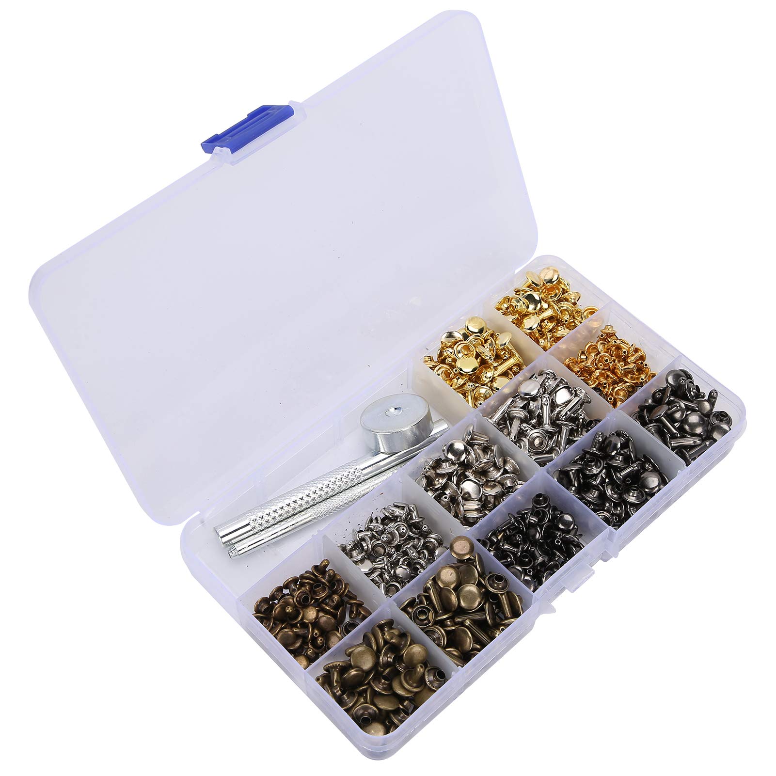 Kuuleyn Kit Rivetti Pelle 360 Pezzi 6/8/12mm 4 Colori