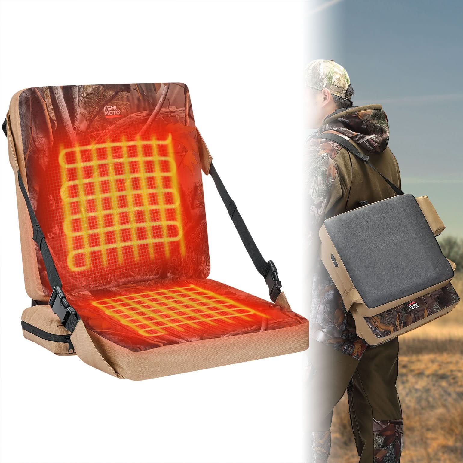 KEMIMOTO Cuscino Riscaldato Caccia Mimetico 10000mAh