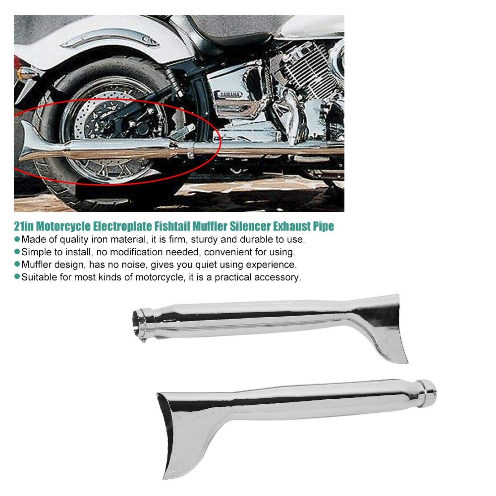 Kuuleyn 21 Pollici Tubo Scarico Moto Universale Ferro 2pz
